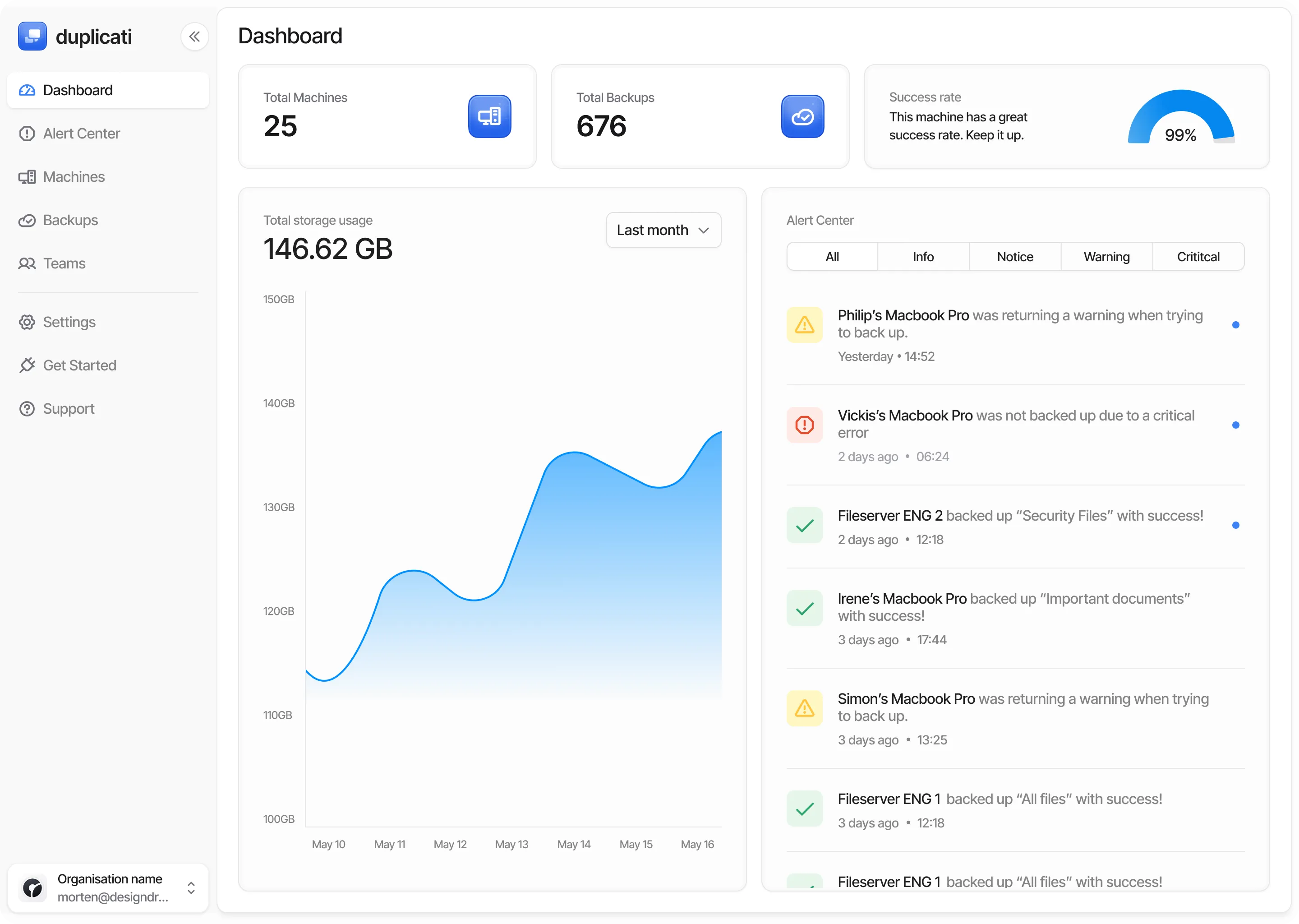 Duplicati web UI configuring a backup to consumer cloud storage