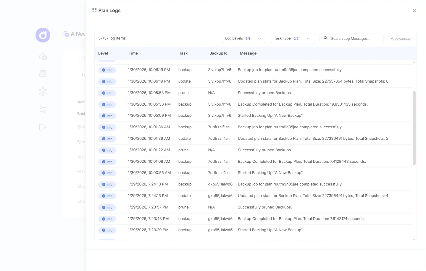 Pluton plan logs