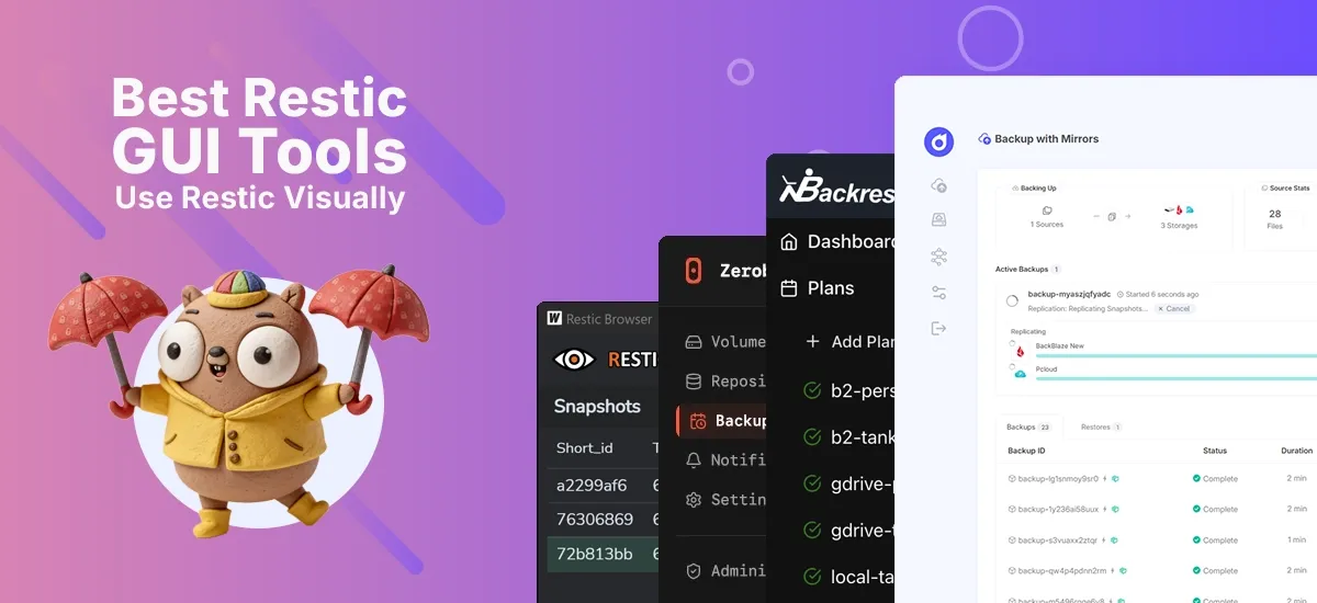 A clean web dashboard interface representing a graphical user interface for managing backups