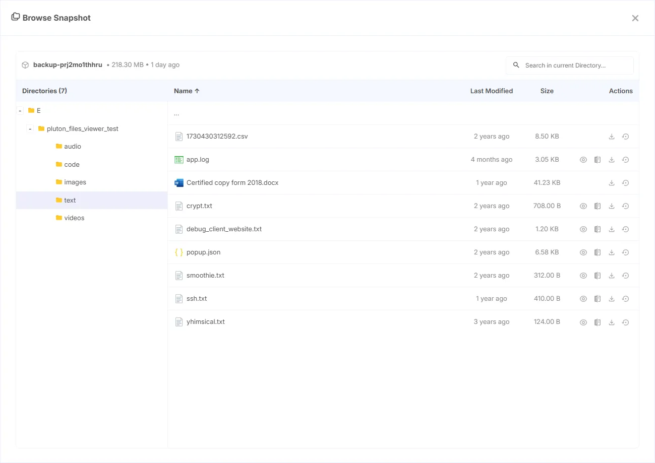 Pluton restic snapshot browser