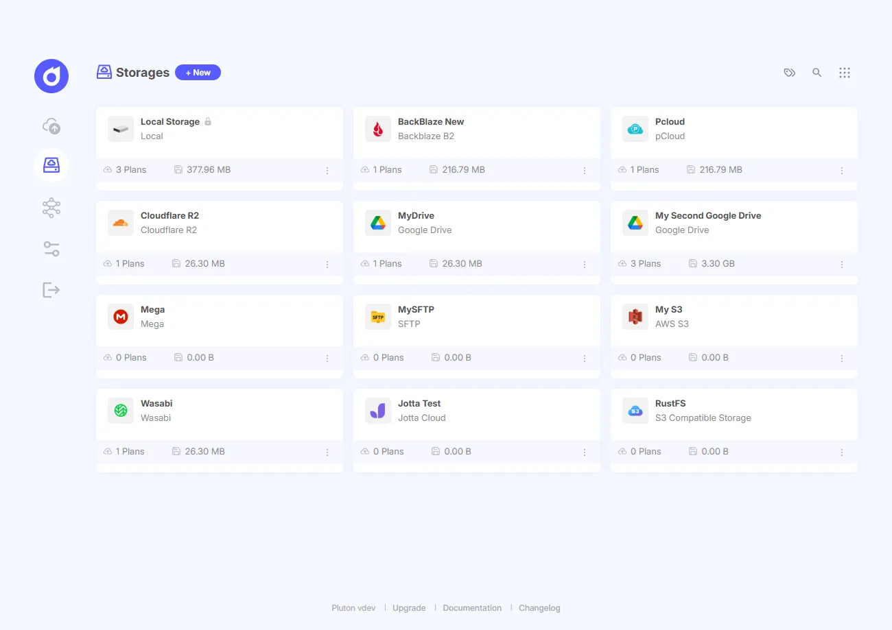 Pluton Storage screen