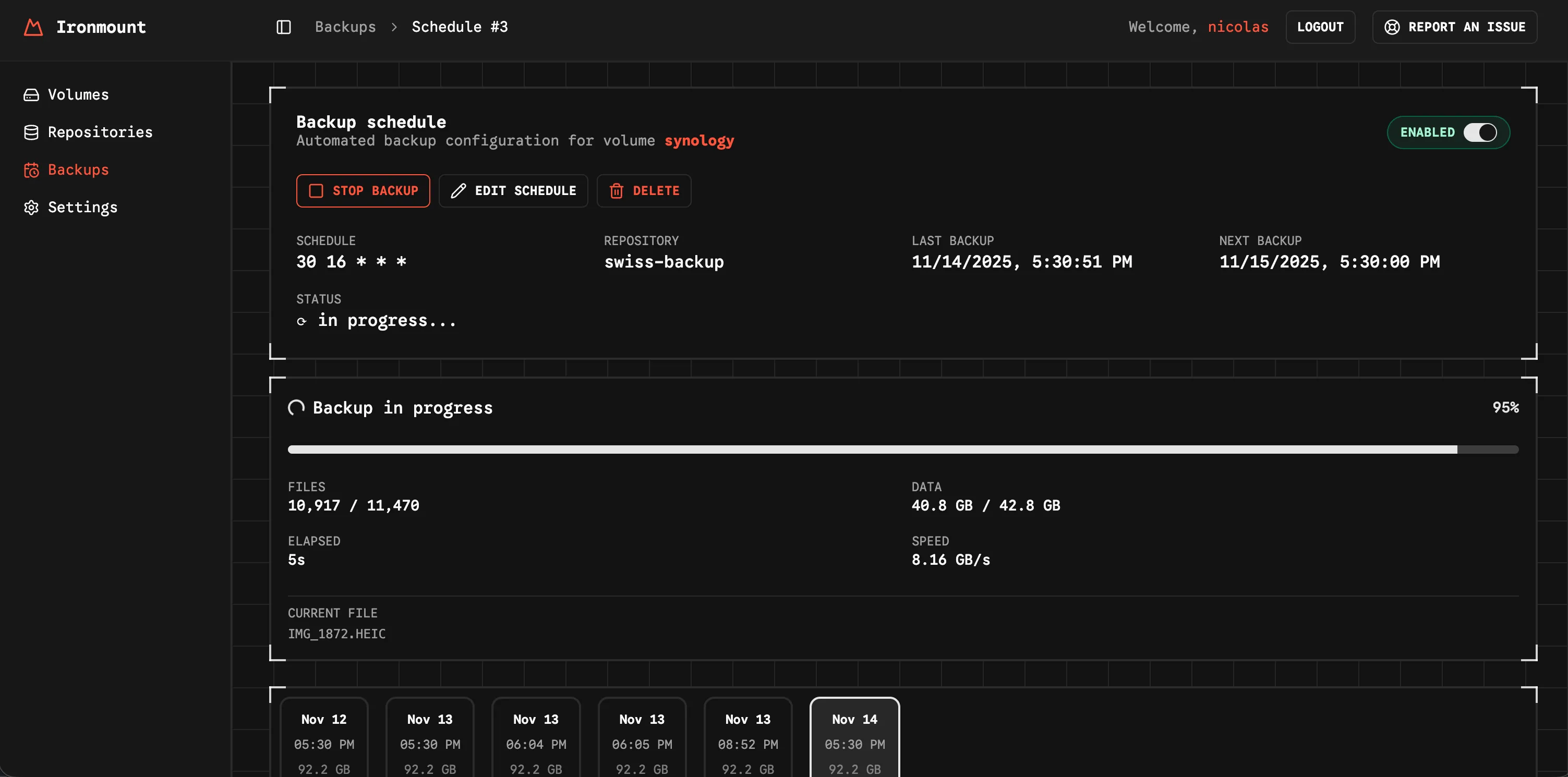 Zerobyte backup details ui